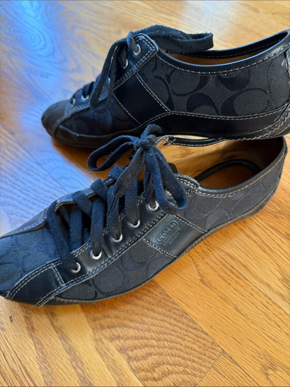 Coach Signet Canvas and Leather Trim Shoes